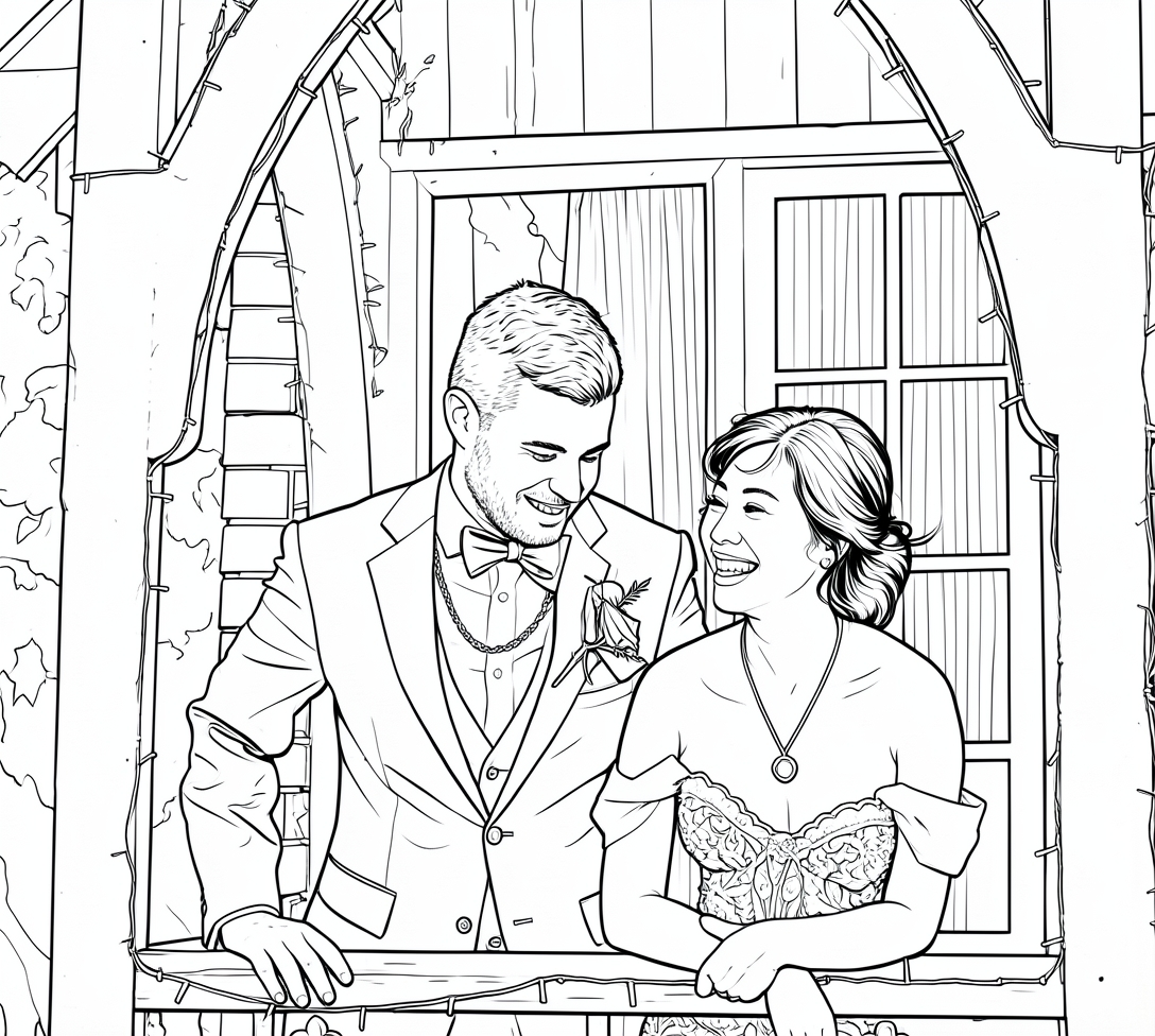 Example bespoke colouring page from custom colouring books created by EverFold