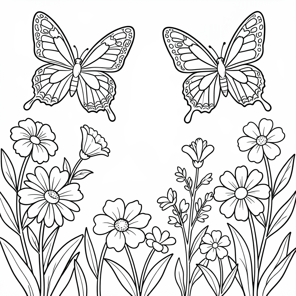 Free Printable Butterfly Garden Coloring Page