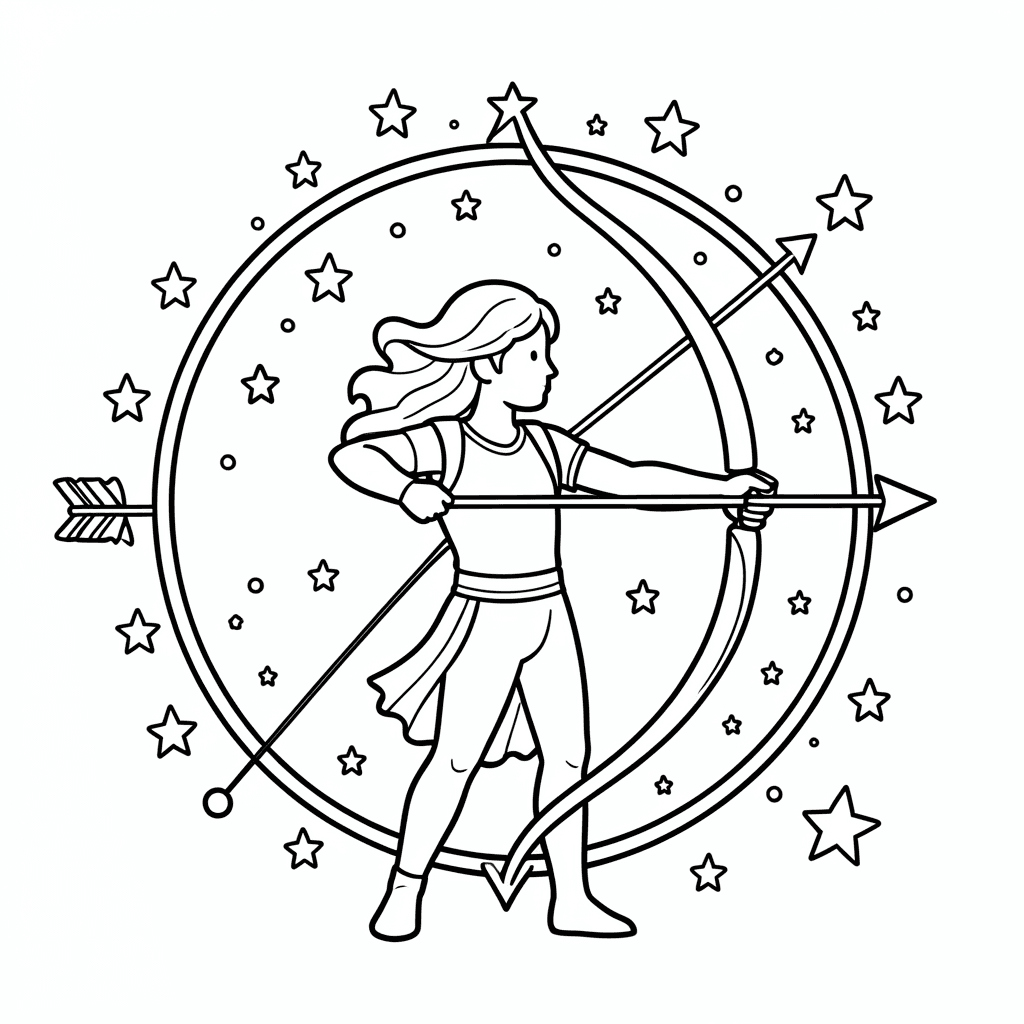 Free Printable Sagittarius Zodiac Coloring Page
