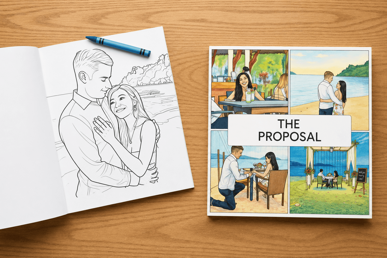 Example of EverFold's colouring books showing front of the book and an internal page