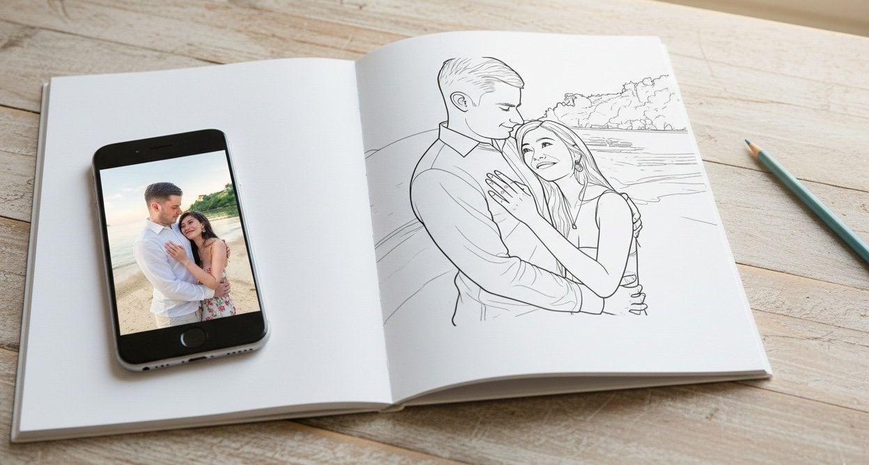 EverFold personalised colouring book shown on phone and in print