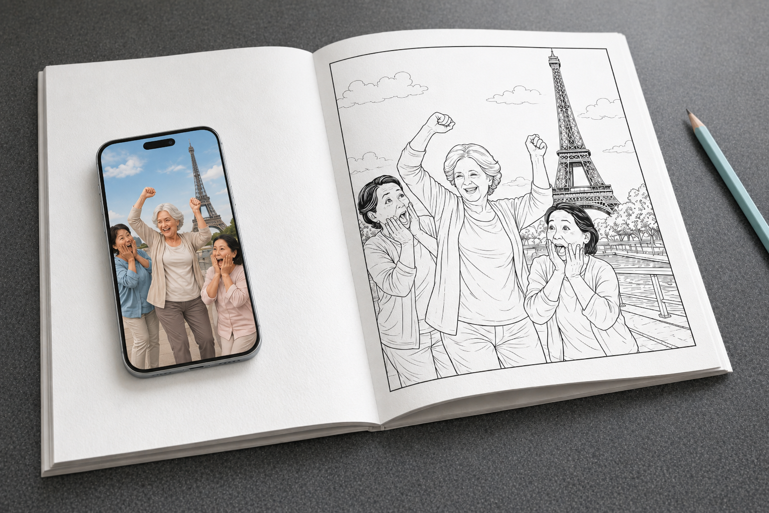 EverFold colouring book with French language support